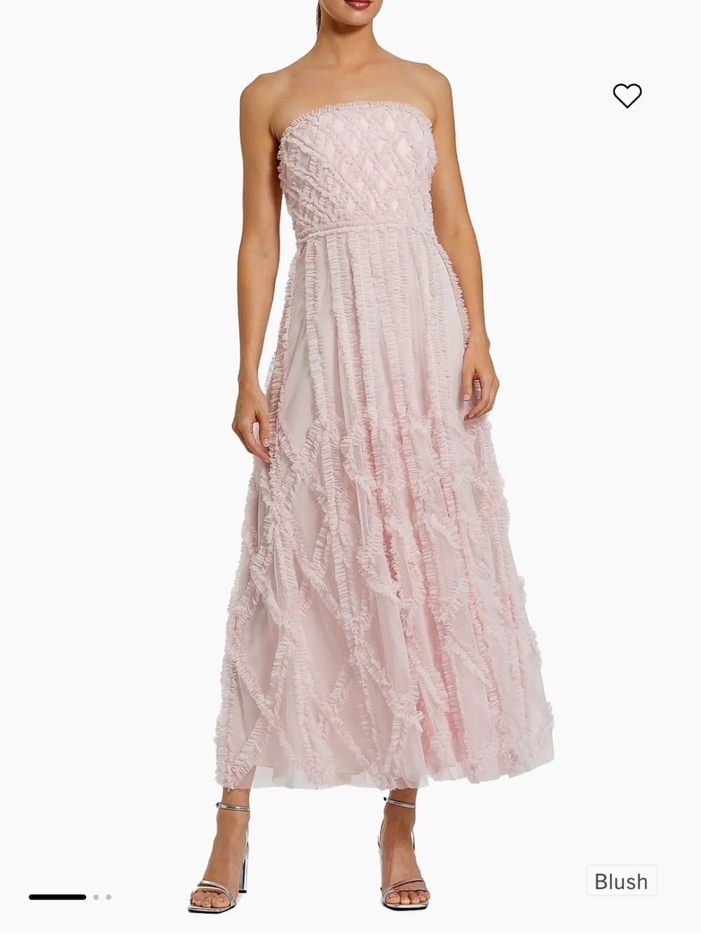 Mac Duggal Blush Strapless Ruffle Mesh Maxi Gown sz 12